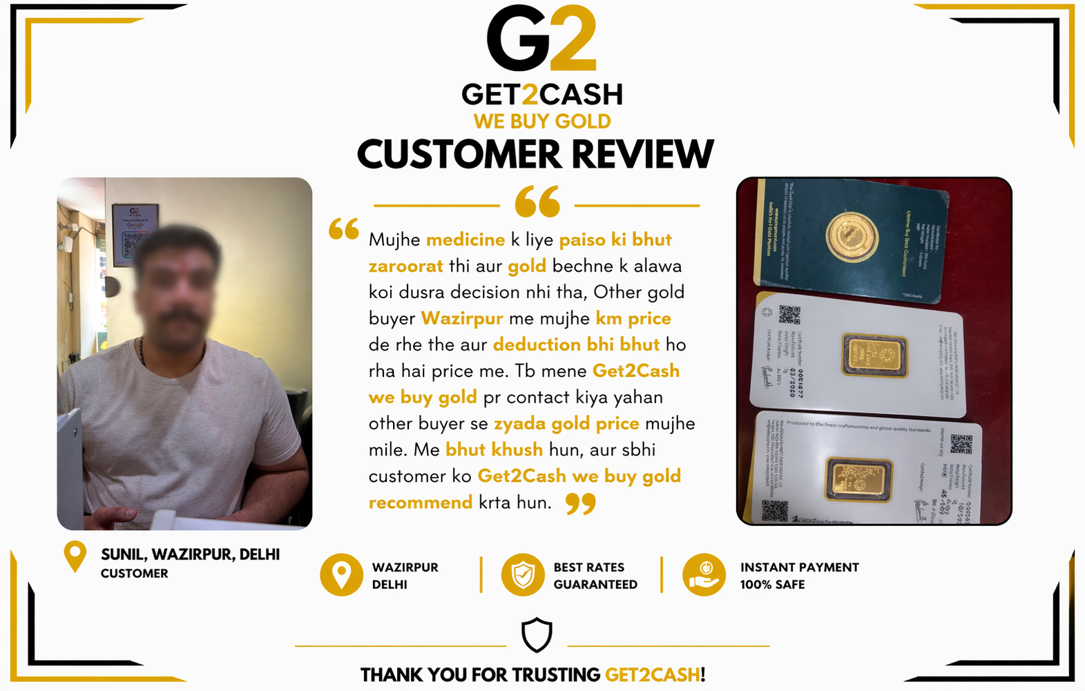 Sell Gold in Paschim Vihar